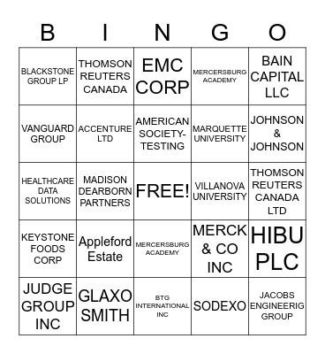 PHLWE TOP 30 ACCOUNTS  Bingo Card