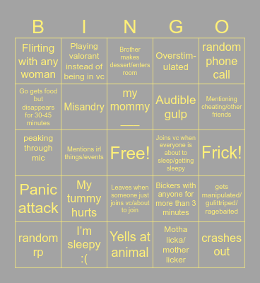 Kix Bingo Card