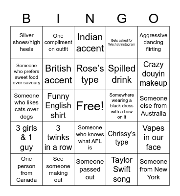 Beijing Bingo Card