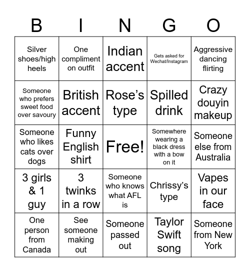 Beijing Bingo Card