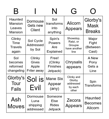 Last 4 Episodes Of Fic Bingo Card