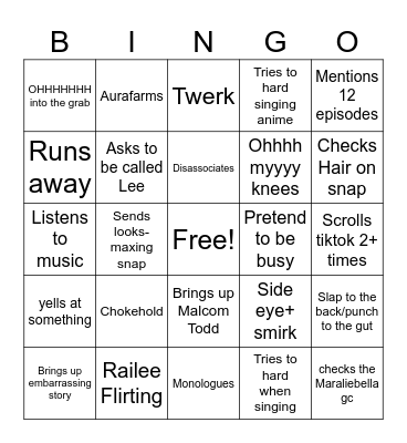 Lee Birthday Bingo Card
