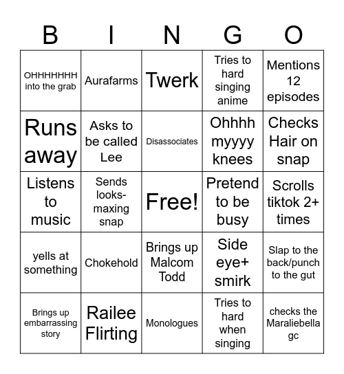 Lee Birthday Bingo Card