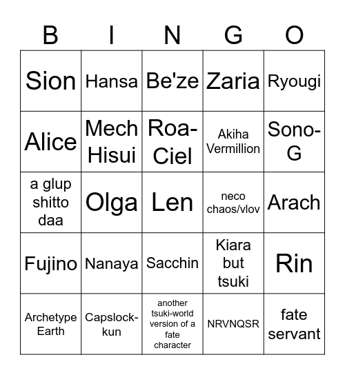 twi lumina but slightly more realistic Bingo Card