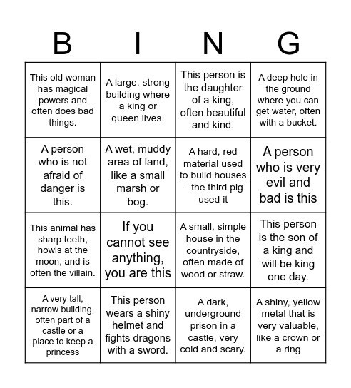 HFJ U6L1 Bingo Card
