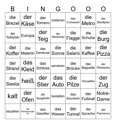Europa Bingo Card