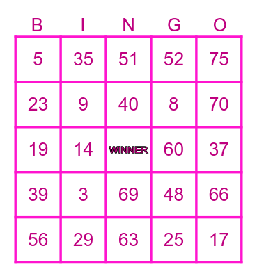DANDA Bingo Card