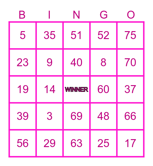 DANDA Bingo Card