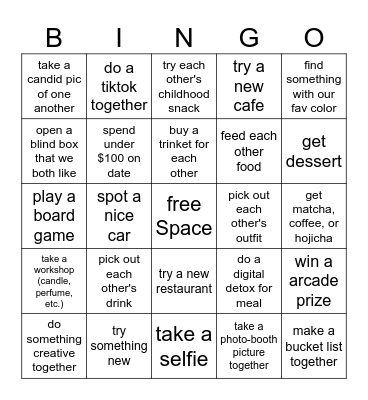 Bingo Date! Bingo Card
