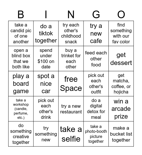 Bingo Date! Bingo Card