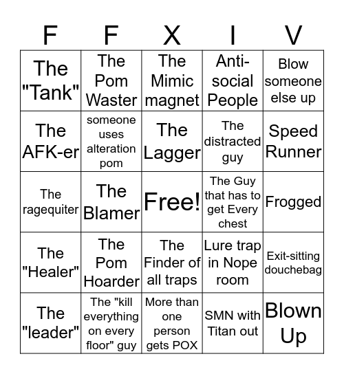 POTD Bingo Card