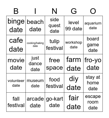 2026-2027 Dates to Go Bingo Card