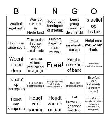 Start van het jaar Bingo Card