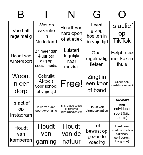 Start van het jaar Bingo Card