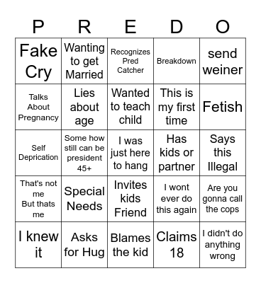 Predo Bingo Card