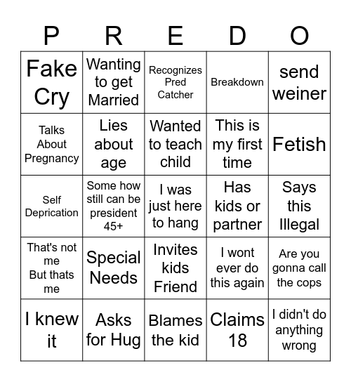Predo Bingo Card