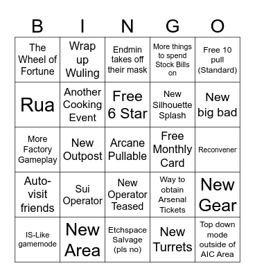 AK Endfield 1.4 Strim Bingo Card