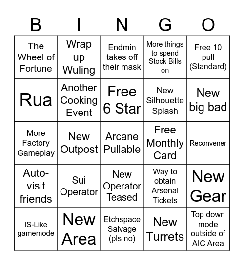 AK Endfield 1.4 Strim Bingo Card