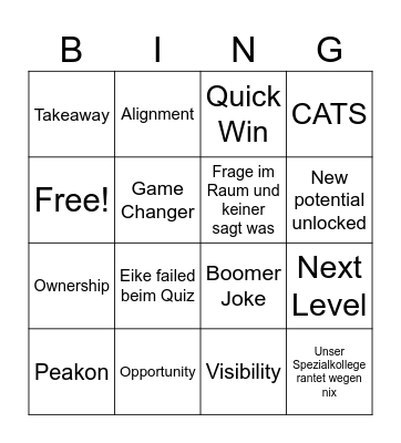 Weekly Bingo Card