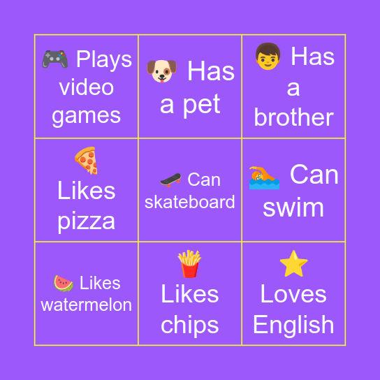 Find Someone Who Bingo Card