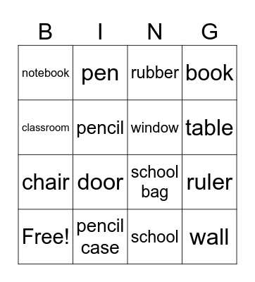 School Again Bingo Card