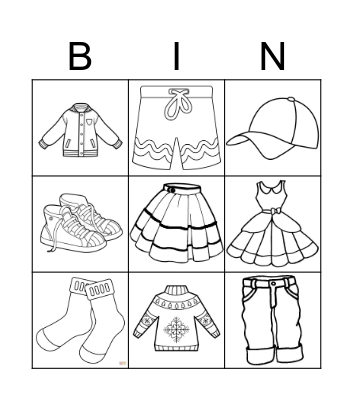 CLOTHES Bingo Card
