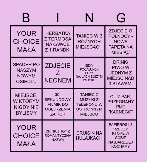 ROCZNICOWY NIGHT OUT Bingo Card