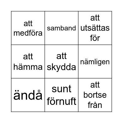 Lektion 54 Bingo Card