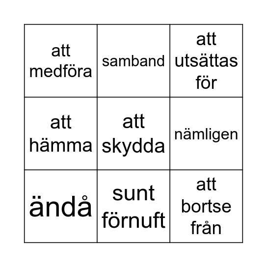 Lektion 54 Bingo Card