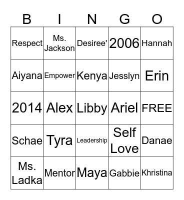 Leading Ladies of Lincoln  Bingo Card