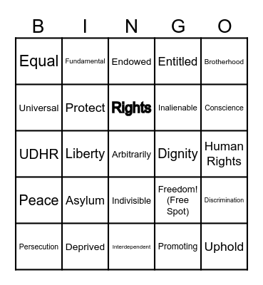 Vocabulary Bingo Card