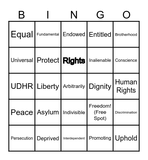 Vocabulary Bingo Card