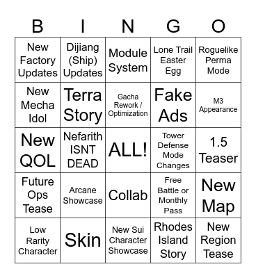 1.4 Livestream Bingo Card