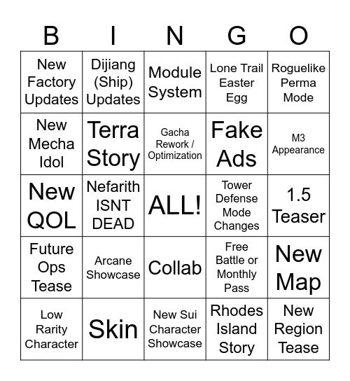 1.4 Livestream Bingo Card