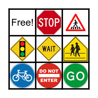 Road Sign Bingo Card