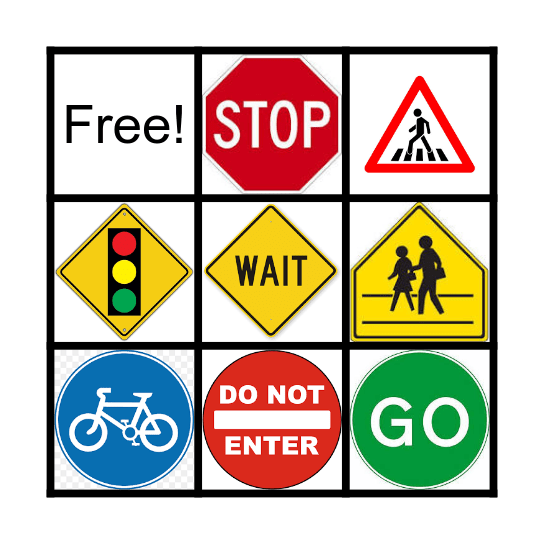 Road Sign Bingo Card