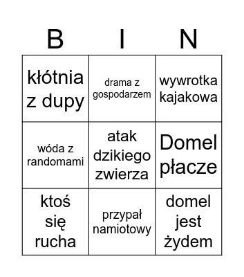 Namioty Bingo Card