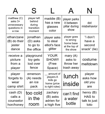 Players Week #3!! Bingo Card