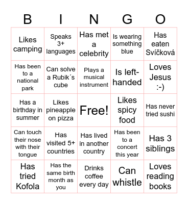 Find someone who... Bingo Card