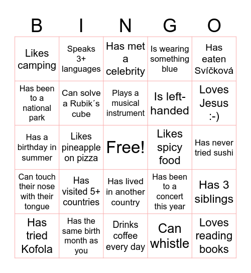 Find someone who... Bingo Card