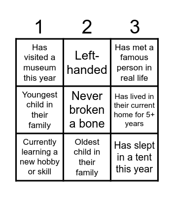 Get to Know You! Bingo Card