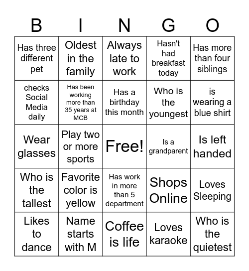 Know you Best Bingo Card
