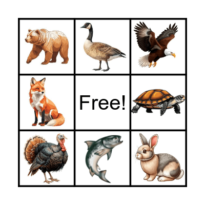 Animal Bingo Card