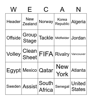 WECAN 2026 Bingo Card