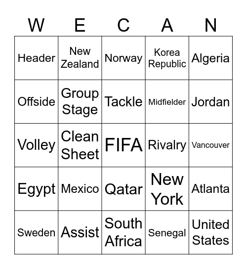 WECAN 2026 Bingo Card