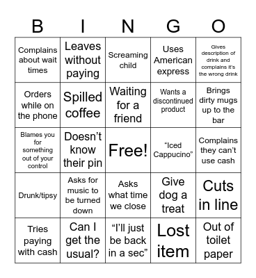 Customer Bingo Card