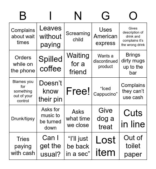 Customer Bingo Card