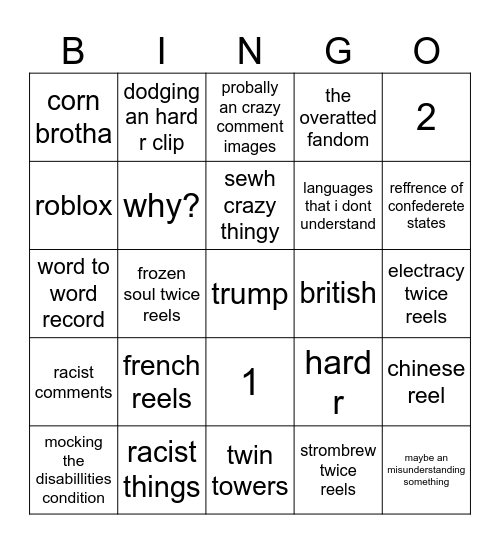 instagram and roblox bingo segment Bingo Card