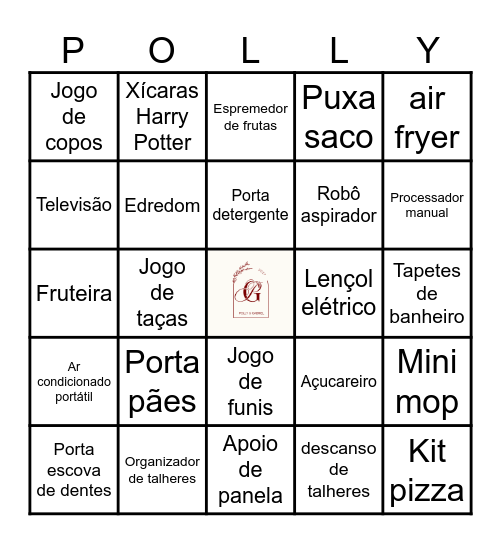 Chá de panela P&G Bingo Card