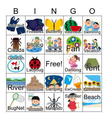Summer Vocabulary Bingo Card